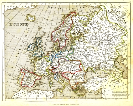 Formatting Europe.  Carte de 1836.