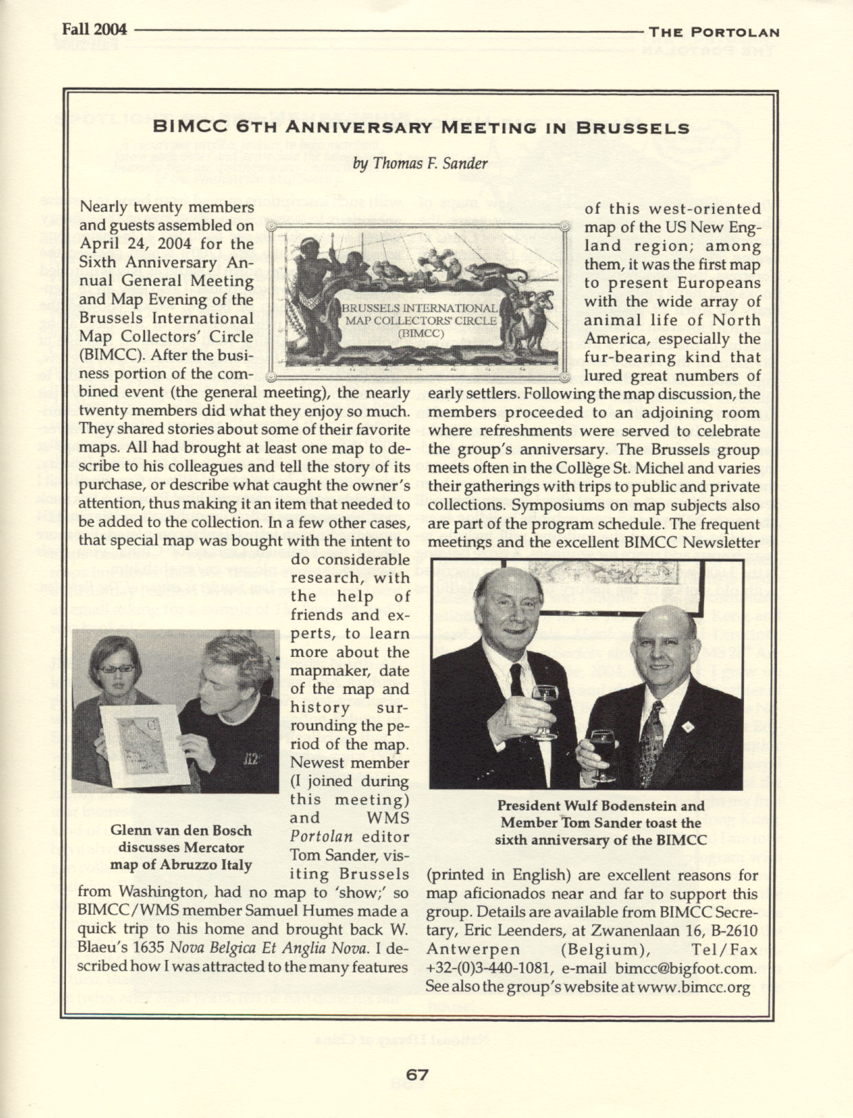 The Portolan, Fall 2004, page 67: BIMCC 6th Anniversary Meeting in Brussels (393K)