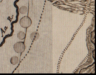 Detail of the map with repairs made to a worn-out copper plate