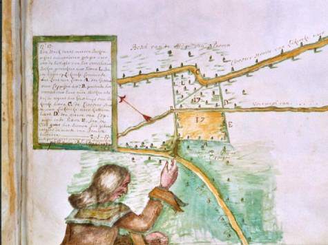 Self-portrait of a surveyor on a manuscript map (77 kB)